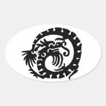 El dragón se encrespó en un círculo calcomania de óval personalizadas