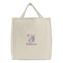 El elefante bordado lindo del bebé, E está para el Bolsas