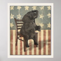 El elefante del GOP toma a silla político divertid Posters