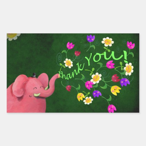 El elefante rosado lindo le agradece pegatinas  