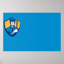 El escudo del bastón del oficial de policía del po impresiones