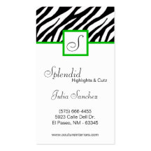 El estampado de zebra verde personaliza la tarjeta
