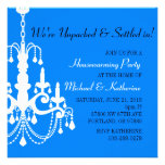 El estreno de una casa elegante azul de la lámpara invitación personalizada