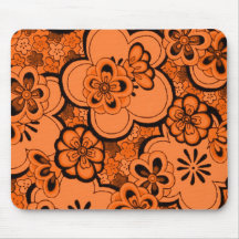 El extracto retro florece el naranja Mousepad de l Alfombrilla De Ratón