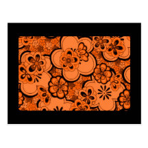 El extracto retro florece la postal del naranja de
