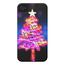 El feliz árbol del día de fiesta del navidad adorn iPhone 4 Case-Mate fundas