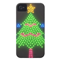 El feliz árbol del día de fiesta del navidad adorn Case-Mate iPhone 4 cárcasa