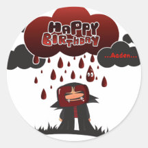 el feliz cumpleaños aaden etiqueta redonda