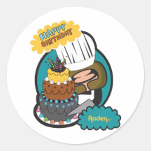 el feliz cumpleaños aaden etiqueta redonda
