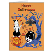 El feliz Halloween carda el fondo anaranjado Felicitacion