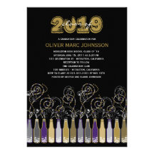 El fiesta burbujeante del graduado de la graduació invitacion personal 