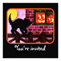El fiesta de Halloween del gato de Scaredy invita Invitación Personalizada