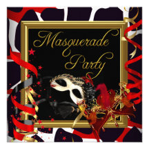 El fiesta de la mascarada enmascara negro rojo sal anuncio personalizado