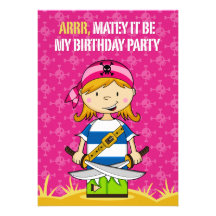 El fiesta de la tripulante del pirata del chica in anuncio personalizado