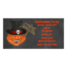 El fiesta espeluznante de Halloween de la cara de  Tarjetas Personales Con Fotos