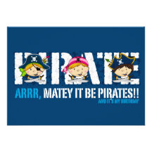 El fiesta lindo de los piratas invita anuncio