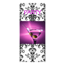 El fiesta púrpura del damasco de martini invita invitacion personalizada