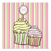 El fiesta rayado 10ma magdalena del cumpleaños de  comunicado personalizado