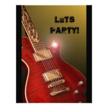 el fiesta rojo de la guitarra invita anuncios personalizados