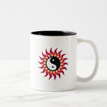 El flamear Yin Yang Sun Taza De Café