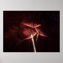 El fuego estalla en rayas azules poster