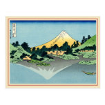 El Fuji refleja en la postal de Kawaguchi del lago