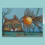 El gatito ama a pescado tarjetas