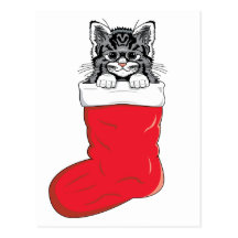 El gatito más lindo del navidad tarjeta postal