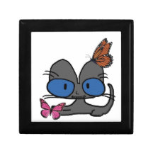 El gatito observado azul hace que Butterflys venga Caja De Regalo