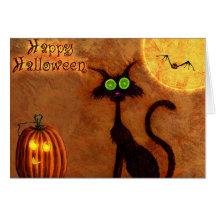 El gato de Halloween - Tarjeton