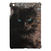 El gato de la pintada, azul observó el gato negro  iPad mini funda