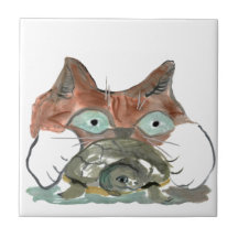 El gato del gatito agarra su tortuga PAL Tejas Cerámicas