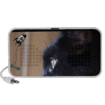 el gato negro del gatito quiere pescados del espac portátil altavoz