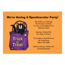 El gato negro "truco o la invitación" Halloween in invitaciones