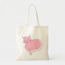 El gato - rosa bolsas lienzo