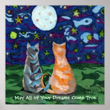 El gato soña el poster del arte