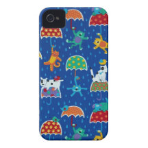El gato y los perros que llueven el animal del par iPhone 4 Case-Mate fundas