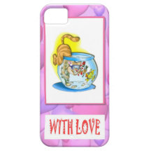 El gato y los pescados iPhone 5 fundas