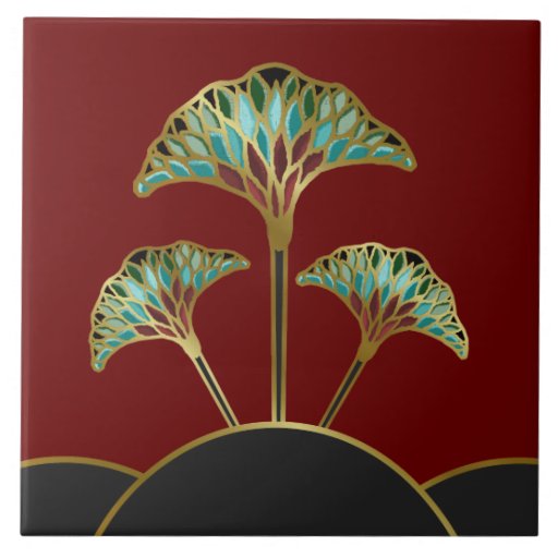 El Ginkgo del art déco sale de la teja decorativa