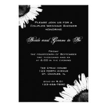 El girasol blanco y negro junta la ducha del boda comunicados personalizados