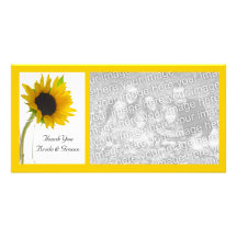 El girasol en el boda blanco le agradece tarjeta d tarjetas fotográficas 