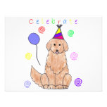 El golden retriever celebra invitación personalizada