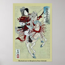 El guerrero femenino Hangaku por Taiso, Yoshitoshi Poster