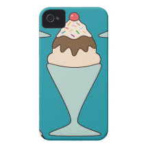El helado lindo de Kawaii asperja el postre del he iPhone 4 Case-Mate Fundas