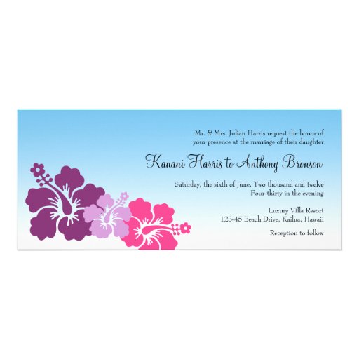 El hibisco hawaiano florece el boda violeta púrpur invitación