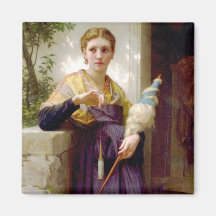 El hilandero, William-Adolphe Bouguereau Imán De Nevera