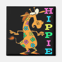 el hippie lindo florece el personaje de dibujos an imán para frigorifico
