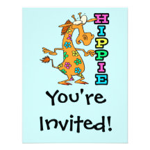 el hippie lindo florece el personaje de dibujos an invitación personalizada