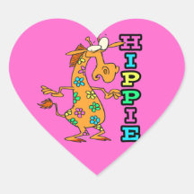 el hippie lindo florece el personaje de dibujos an calcomania de corazon personalizadas