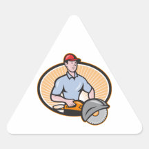 El hormigón del trabajador de construcción vio el  calcomanía de trianguladas